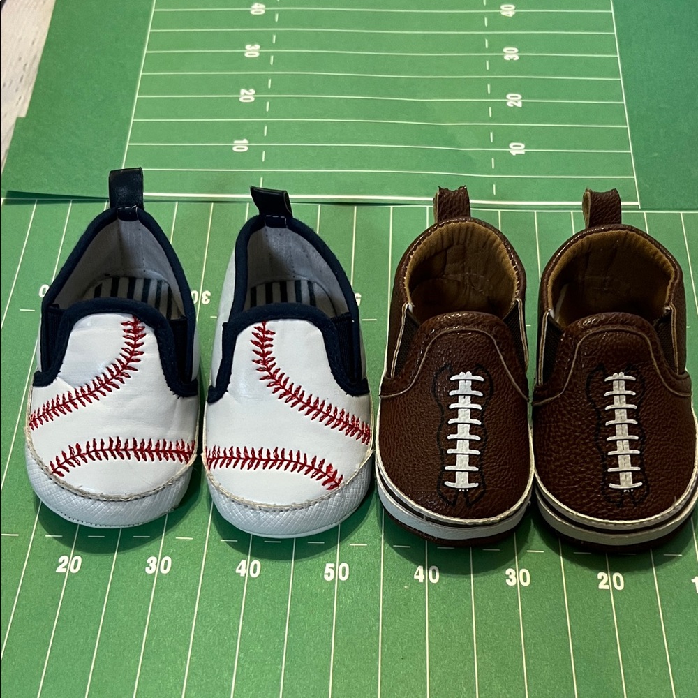 Rising Star Sports-Themed Baby Shoes - White and Brown